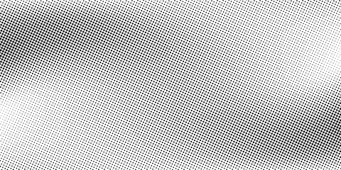 Grunge halftone gradient background. Faded grit noise texture. White and black sand wallpaper. Retro pixelated backdrop. Anime or manga style comic overlay. Vector graphic design textured template