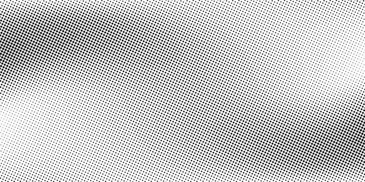 Grunge halftone gradient background. Faded grit noise texture. White and black sand wallpaper. Retro pixelated backdrop. Anime or manga style comic overlay. Vector graphic design textured template