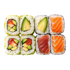 Set of sushi isolated on transparent background  
