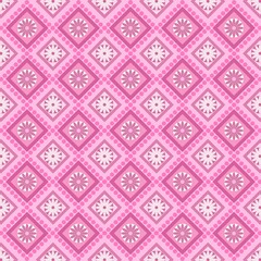 American ethnic tribal fabric pattern features a vibrant floral design in pink tones. Ethnic The modern aesthetic is highlighted by meticulous detailing, creating an ethnic bright and lively appearan