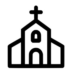 Outline Simple Church Building Silhouette Place of Worship Icon Symbol
