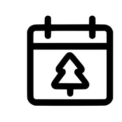 Outline Simple Christmas Calendar Tree Icon for Holiday Season