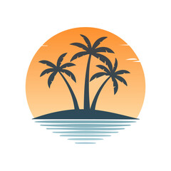 tropical island with palm trees
