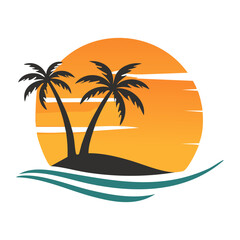 tropical island with palm trees