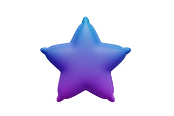 Obraz premium Blue Purple Gradient Star Icon 3D Render on Transparent Background