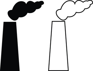 Industrial factory buildings icon set isolated on transparent background. Black silhouettes of plants and factories. Collection of industry manufactory building warehouse nuclear energy plant vector .