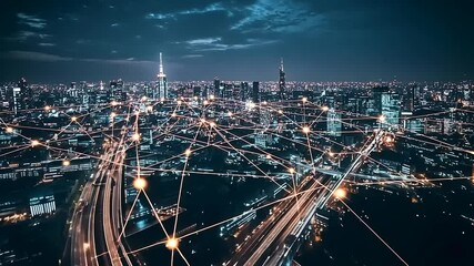 Night City Network: Urban Connectivity and Technological Advancement - Powered by Adobe