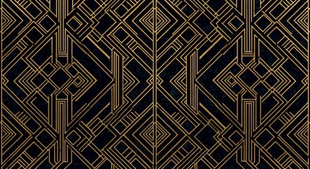 輝く幾何学模様 アールデコ調のゴールドパターン