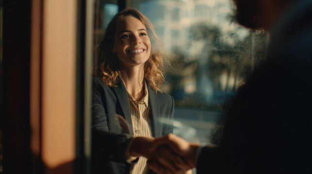 First-Person View of Professional Handshake and Warm Welcome