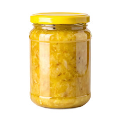 Yellow jar of food isolated on transparent background  
