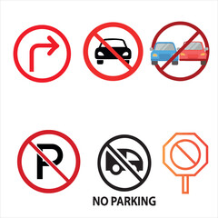 Prohibited sign icon set vector illustration logo sticker design 