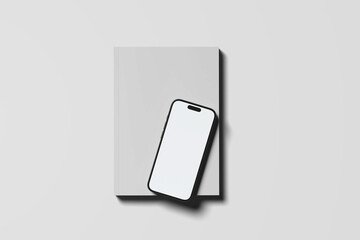 Clear Magazine Cover Template Isolated On White Background with Realistic smartphone mockup. Mobile phone vector.
