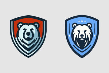 This is a vector image of a bear logo inside a shield suitable for use in logo designs for soft drink companies, football teams, jerseys, t-shirts, hats, sports equipment, fishing equipment, jackets
