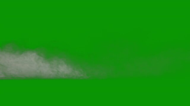 Fog, mist or thin smoke rolling in 002 mid frame, as a seamless loop, 4k 30p, green screen for transparent background