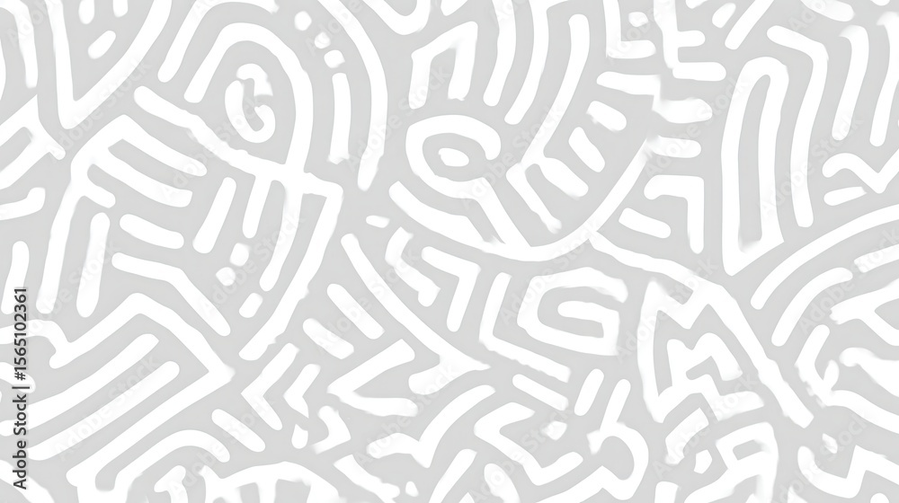 Poster gray background featuring geometric white lines intersecting, curving, creating minimalist abstract 
