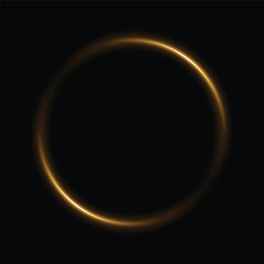 Radiant Golden Ring of Light: Abstract Luminous Halo Effect with Bright Flare on Dark Background
