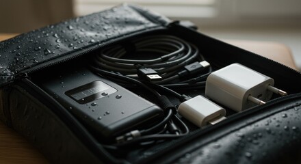 Electronic components in carrying case