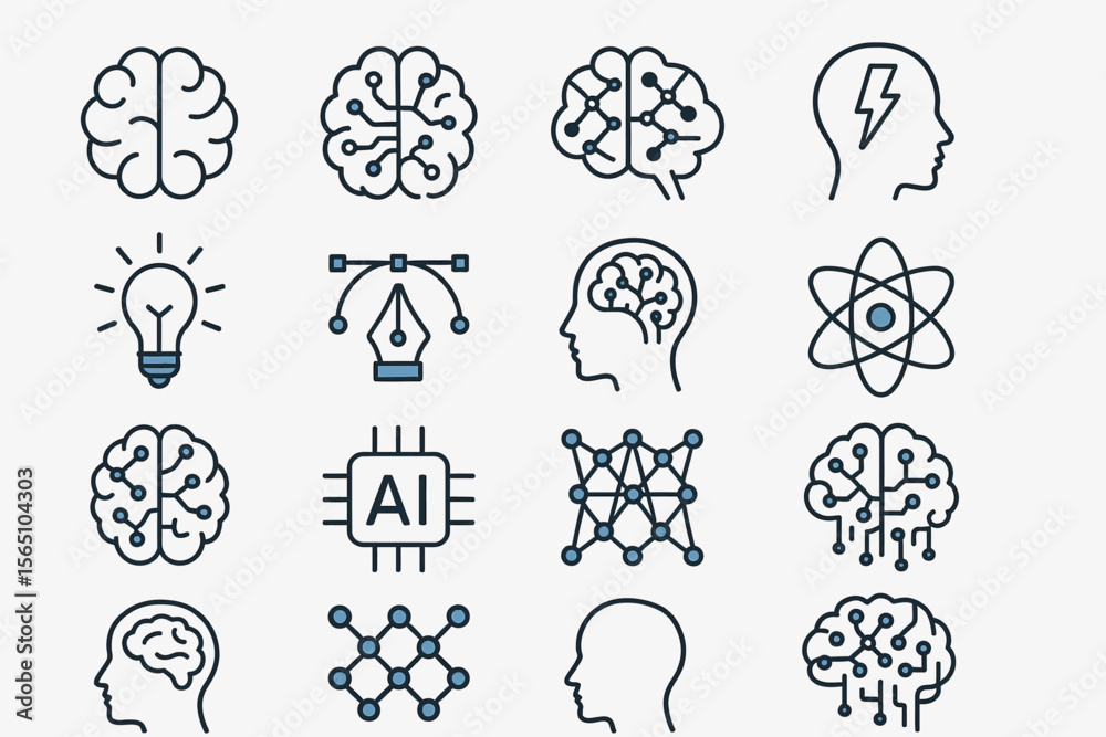 Poster visualizing the future of innovation and artificial intelligence through distinctive iconography and