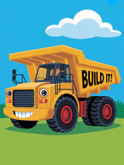 Fototapeta premium Heavy Duty Dump Truck in Colorful Vector Style