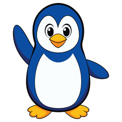 Cartoon penguin waving hello