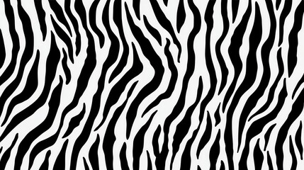 Fototapeta premium Black and white zebra stripes forming repeating geometric pattern, showcasing bold animal print design for fashion, textile, and graphic applications