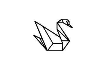 vector illustration of an origami swan logo Generative ai