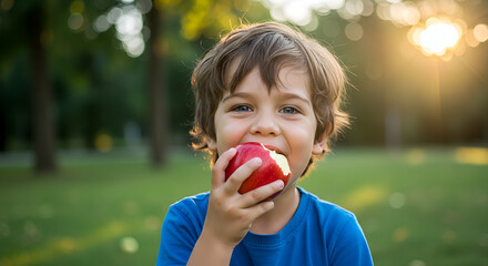 little girl eating apple