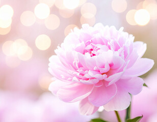 Fototapeta premium Soft Pink Peony Bloom with Dreamy Light