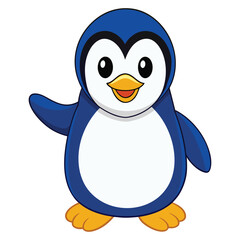 Obraz premium Cartoon penguin waving hello