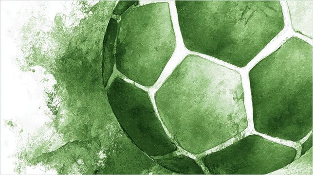 Green watercolor painting of a soccer ball representing competition, sports, and sporting events, perfect for backgrounds and designs related to soccer - Powered by Adobe