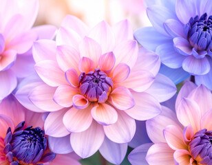 Obraz premium Pastel Pink and Purple Lotus Flowers in Dreamy Soft Light