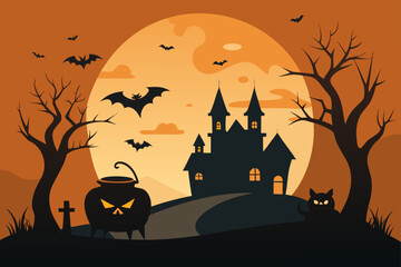 halloween background with haunted house
