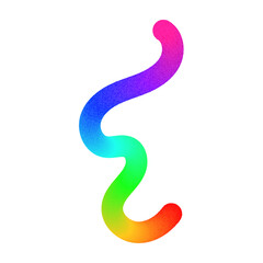 Abstract wavy gradient lines with playful squiggle shapes, colorful ribbon elements, geometric doodle pattern, and fluid 3D design. Flat vector illustration isolated on white background.