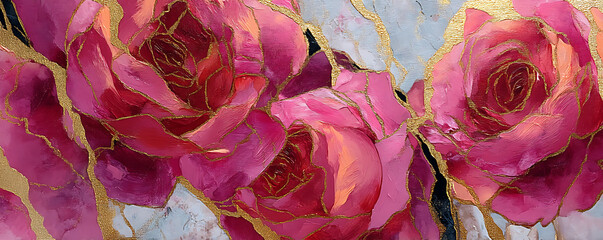 Obraz premium Vibrant Pink Roses A Close-Up Floral Masterpiece