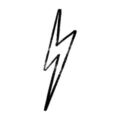 Lightning thunderbolt pictogram outline. Power logo with electric flash energy. Flat vector illustration isolated on white background.
