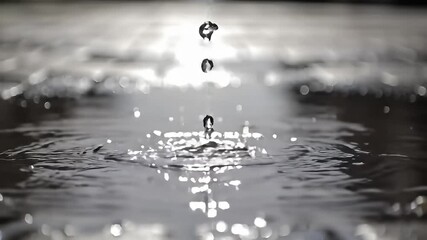 A dynamic water splash creates a crown shape, with droplets suspended in air - Powered by Adobe