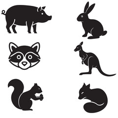 Fototapeta premium Animals silhouette icon set vector illustration design 