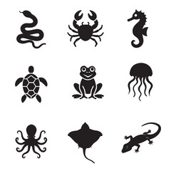 Obraz premium Animals silhouette icon set vector illustration design 