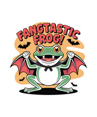Fangtastic Frog! Halloween Frog with Bat Wings Design for Halloween and frog lover. 
