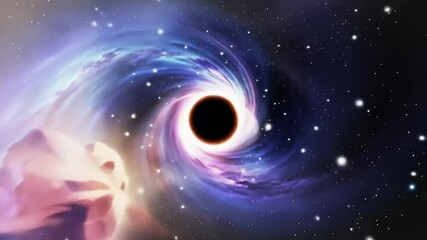 Cosmic whirlpool of swirling nebulas and stars surrounds a central black hole - Powered by Adobe