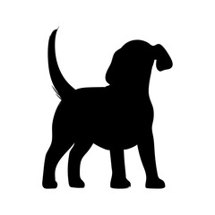 Black silhouette of standing dog with transparent background. Ideal for logos, pet brands, tattoos, decals, or minimalist design