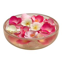 A serene bowl filled with delicate petals, creating a calming and beautiful floral display.