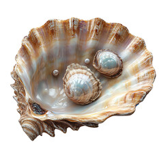 Beautiful seashells nestled in an elegant shell, showcasing nature's artistry and vibrant colors.