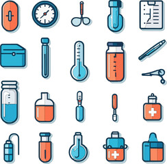 Medical icons vector set with symbols for web design