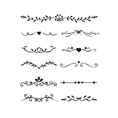 Obraz premium Wedding decorative elements. Divider ornament, borders, vintage line separators. Hand drawn vector illustration isolated on white background.gold ornament decorate frame border pattern Thai art 