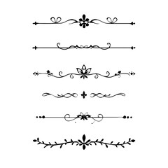 Obraz premium Wedding decorative elements. Divider ornament, borders, vintage line separators. Hand drawn vector illustration isolated on white background.gold ornament decorate frame border pattern Thai art 