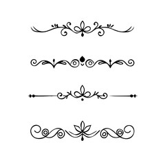 Obraz premium Wedding decorative elements. Divider ornament, borders, vintage line separators. Hand drawn vector illustration isolated on white background.gold ornament decorate frame border pattern Thai art 