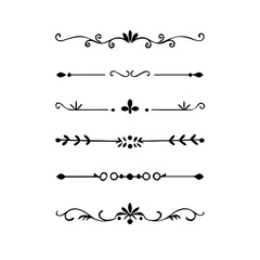 Fototapeta premium Wedding decorative elements. Divider ornament, borders, vintage line separators. Hand drawn vector illustration isolated on white background.gold ornament decorate frame border pattern Thai art 