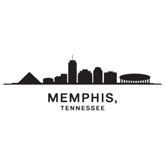 Obraz premium Memphis skyline horizontal banner. Memphis, Tennessee. Vector template for your design. Vector black silhouette. with white background