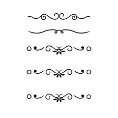 Obraz premium Wedding decorative elements. Divider ornament, borders, vintage line separators. Hand drawn vector illustration isolated on white background.gold ornament decorate frame border pattern Thai art 